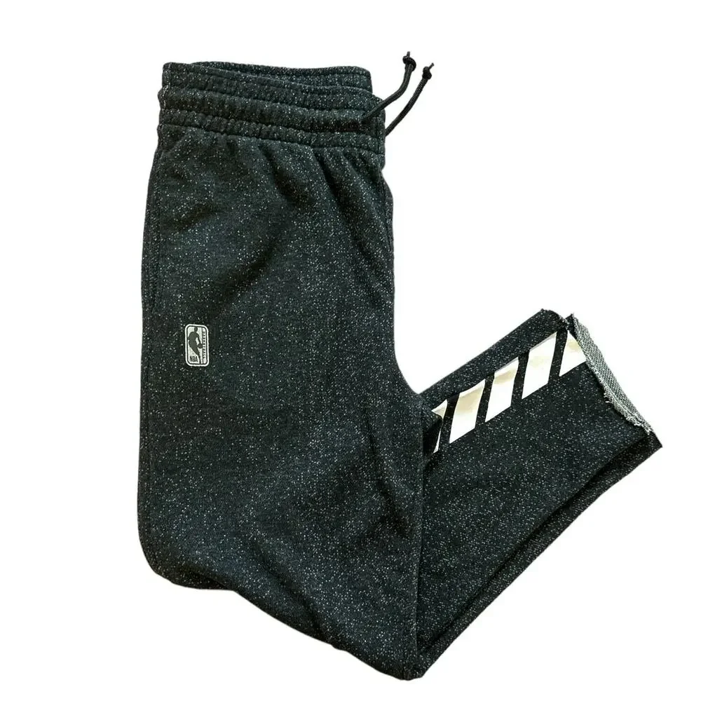 NBA Chevron Fleece Frayed Hem Sweatpants Joggers Cropped Lounge Teens Gray